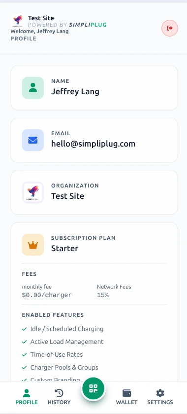 My Cards profile section listing assigned NFC tags, RFID cards, key fobs, masked IDs, and active statuses